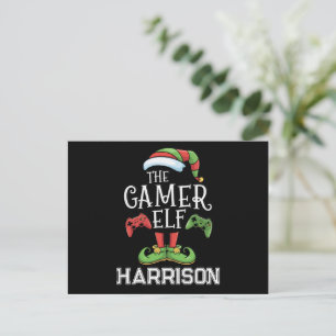 Personalisierter Gamer-Elf-Weihnachts-Videospiel-  Feiertagspostkarte