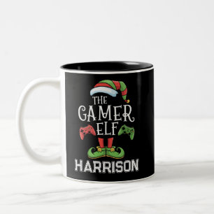 Personalisierter Gamer-Elf-Weihnachts-Videospiel-  Zweifarbige Tasse