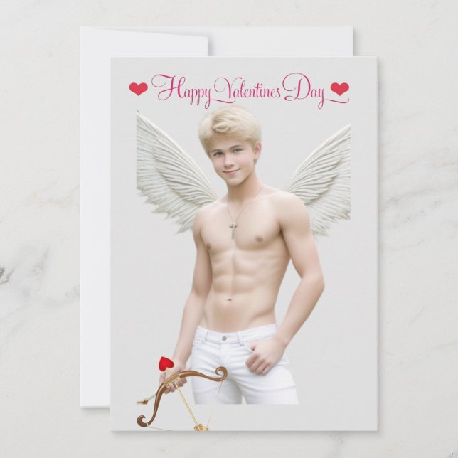 Personalisierter Gay Cupid Twink Valentinstag Feiertagskarte (Vorderseite)