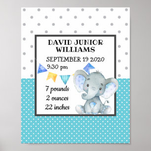 Personalisierter Geburtshaus Meilenstein Baby Boy Poster