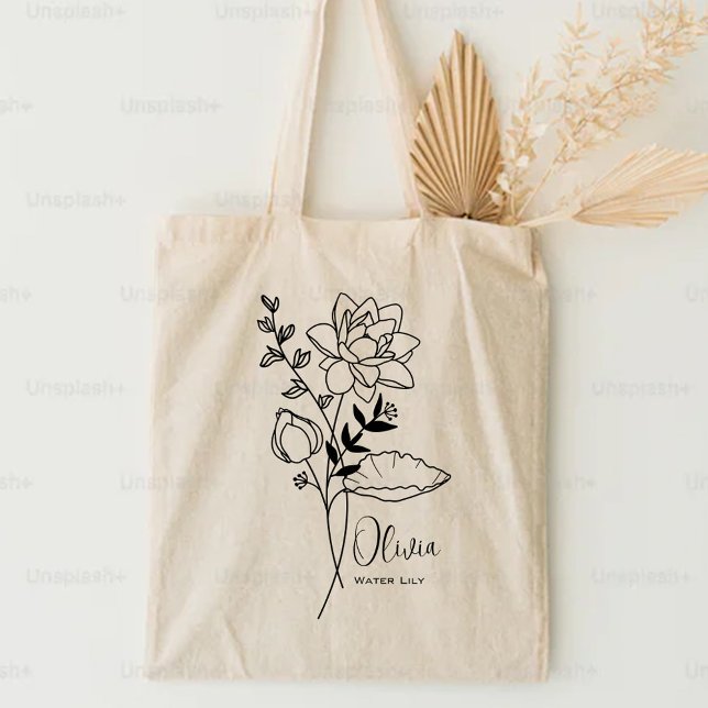 Personalisierter Geburtsmonat Blume Juli Boho Tragetasche (Von Creator hochgeladen)