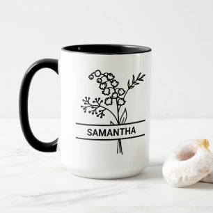 Personalisierter Geburtsmonat Blume Mama Name Tasse