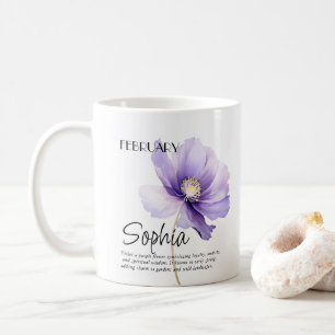 Personalisierter Geburtsmonat Februar Blumen Kaffeetasse