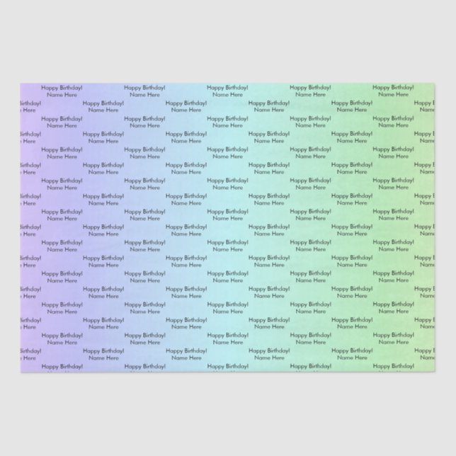 Personalisierter Geburtsname Elegante Rainbow Colo Seidenpapier (Vorderseite)