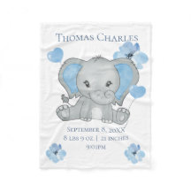 Personalisierter Geburtsstat Elephant Blue Gray Ba