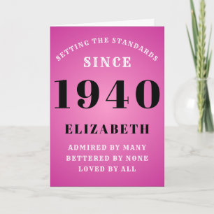 Personalisierter Geburtstag 1940 Name Pink Chic hi Karte