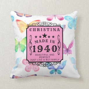 Personalisierter Geburtstag 1940 Schmetterling Ihr Kissen