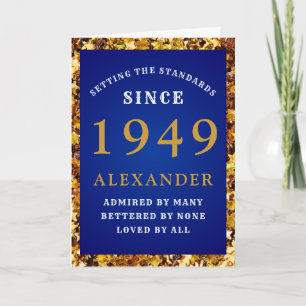 Personalisierter Geburtstag 1949 Chic Blue Gold Gl Karte