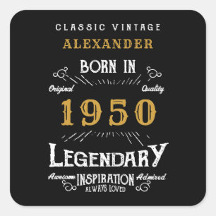Personalisierter Geburtstag 1950 Auseinandersetzun Quadratischer Aufkleber