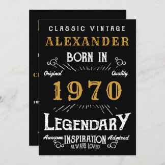 Personalisierter Geburtstag 1970 Name Legendary hi Einladung