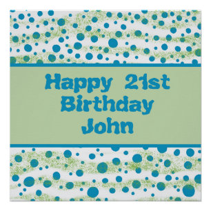 Personalisierter Geburtstag am Meer Blau und Grün Poster