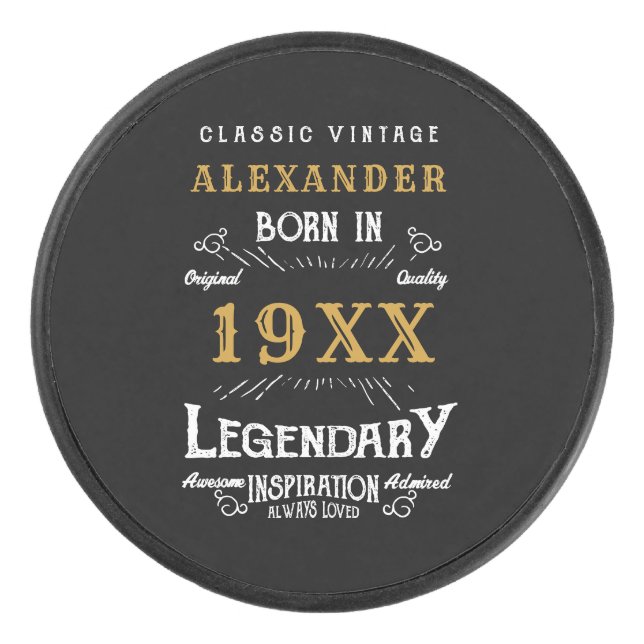 Personalisierter Geburtstag Bester Vater je Legend Eishockey Puck (Vorderseite)