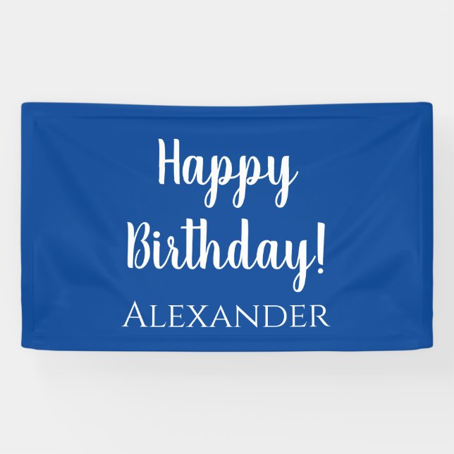 Personalisierter Geburtstag Blue Happy Birthday Banner (Horizontal)