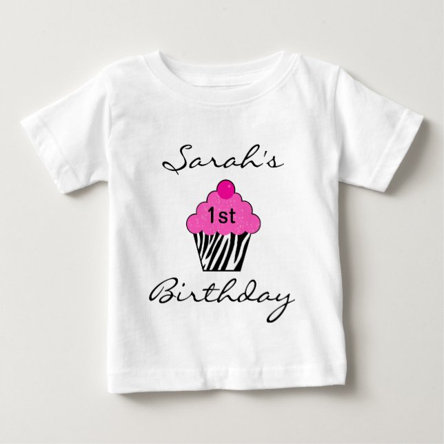 Personalisierter Geburtstag Cupcake T - Shirt (Vorderseite)