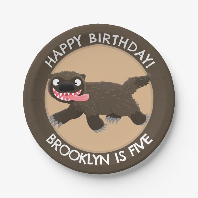 Personalisierter Geburtstag des sonnigen hungrigen Pappteller (Vorderseite)