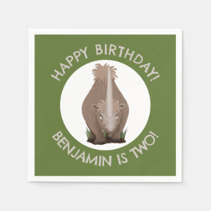 personalisierter Geburtstag des wolligen Rhino ela Serviette