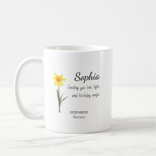Personalisierter Geburtstag Dezember Narzisse Kaffeetasse