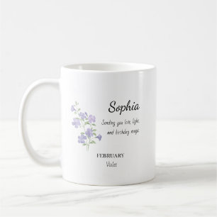 Personalisierter Geburtstag Februar Veilchen Kaffeetasse