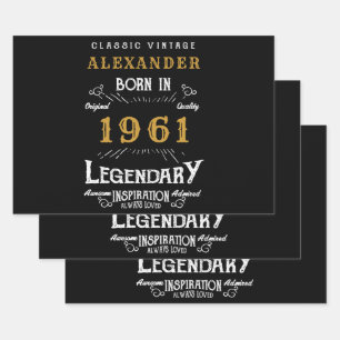 Personalisierter Geburtstag Geboren 1961 Vintag Geschenkpapier Set