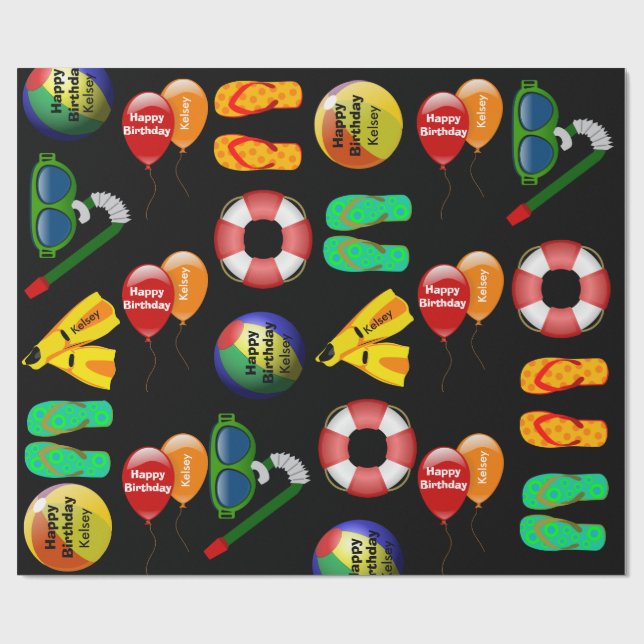 Personalisierter Geburtstag Geschenkpapier (Flach)