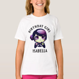 Personalisierter Geburtstag Girl Gaming Anime Girl T-Shirt