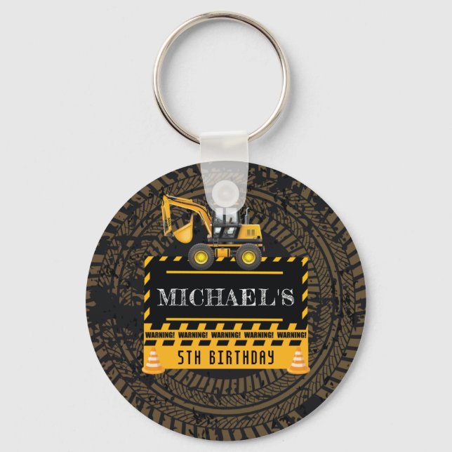 Personalisierter Geburtstag im Bau Schlüsselanhänger (Vorderseite)