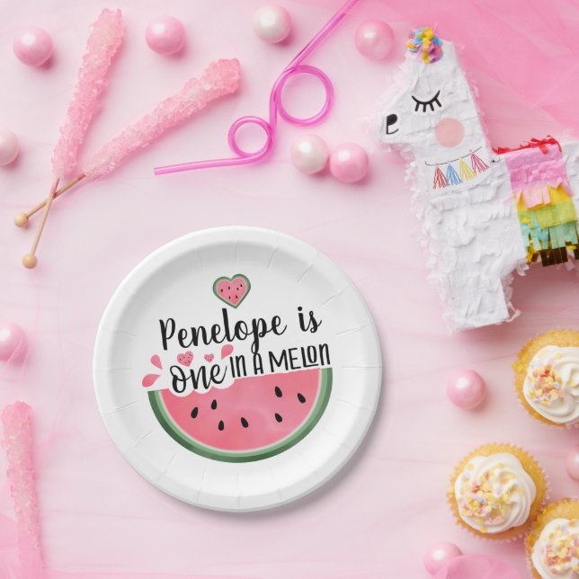 Personalisierter Geburtstag in Melon Pappteller (Party)