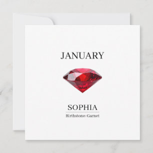 Personalisierter Geburtstag Januar Granat Karte