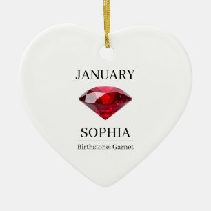 Personalisierter Geburtstag Januar Granat Keramik Ornament