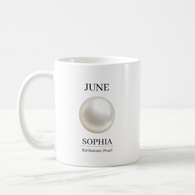 Personalisierter Geburtstag Juni Perle Kaffeetasse (Links)