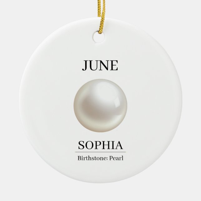 Personalisierter Geburtstag Juni Perle Keramik Ornament (Vorne)