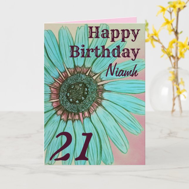 Personalisierter Geburtstag Karte (Gelbe Blume)
