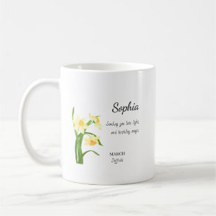 Personalisierter Geburtstag März Narzisse Kaffeetasse