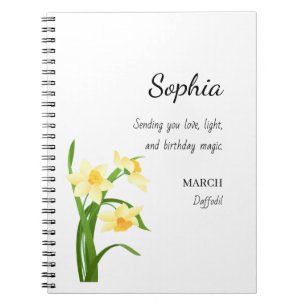 Personalisierter Geburtstag März Osterglocke Notizblock