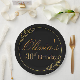 Personalisierter Geburtstag mit goldenem Rahmen Pappteller