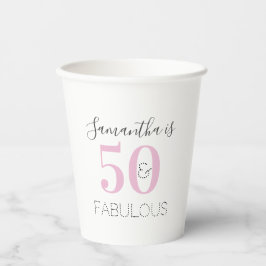 Personalisierter Geburtstag Modernes Pink 50 und f Pappbecher