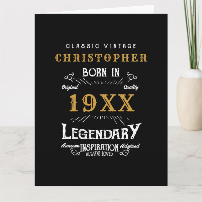 Personalisierter Geburtstag Monogram Legendary Vat Karte (Vorderseite)