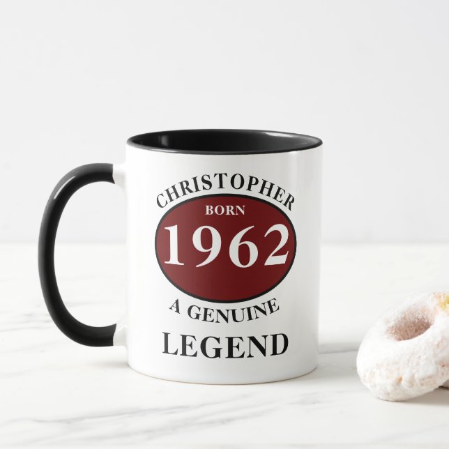 Personalisierter Geburtstag Name Jahr Geborener Ka Tasse (Mit Donut)