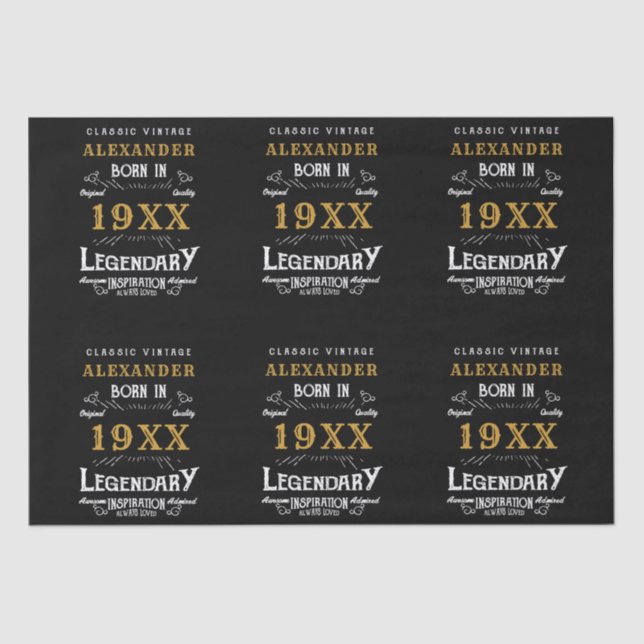 Personalisierter Geburtstag Name Legendärer Vater  Seidenpapier (Vorderseite)