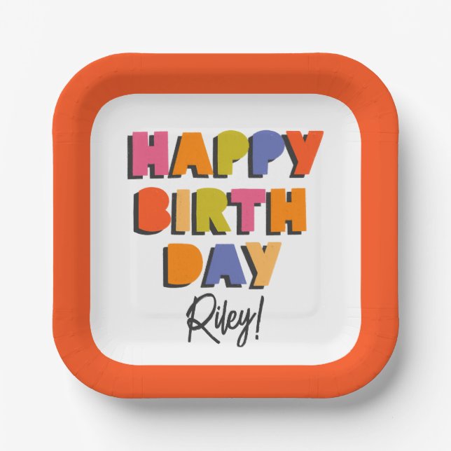 Personalisierter Geburtstag Pappteller (Vorderseite)