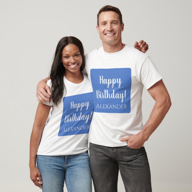 Personalisierter Geburtstag Pastel Blue Happy Gebu T-Shirt (Unisex)