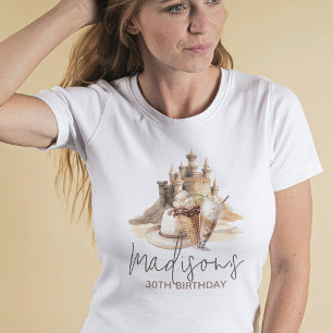 Personalisierter Geburtstag Pastel Sand Beach Part T-Shirt