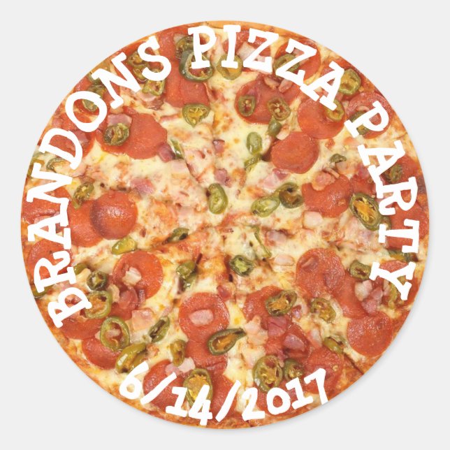 Personalisierter Geburtstag Pizza Party Stickers (Vorderseite)