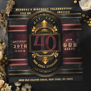 Personalisierter Geburtstag Vintage Schwarz Gold B Einladung