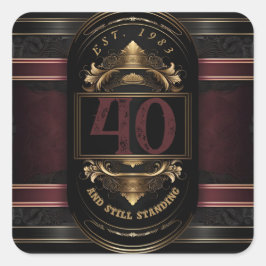 Personalisierter Geburtstag Vintager Black Gold Bu Quadratischer Aufkleber