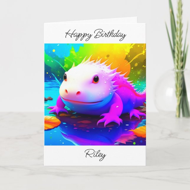Personalisierter Geburtstag von Axolotl Kid Karte (Vorderseite)