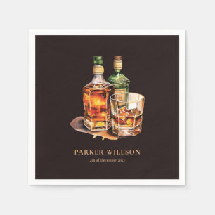 Personalisierter Geburtstag von Whisky Men Serviette