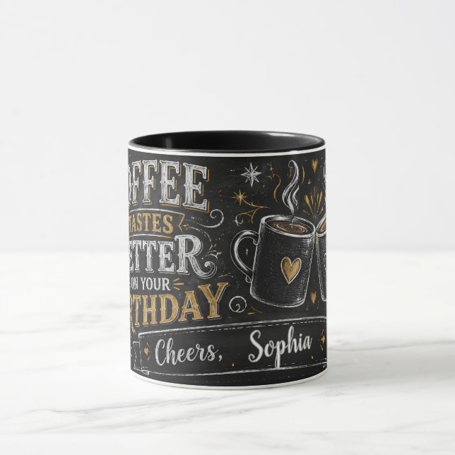 Personalisierter Geburtstags-Kaffeebecher Tasse (Zentrum)