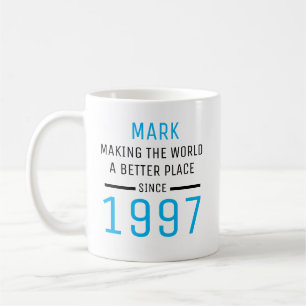 Personalisierter Geburtstagsbecher mit Namen und J Kaffeetasse