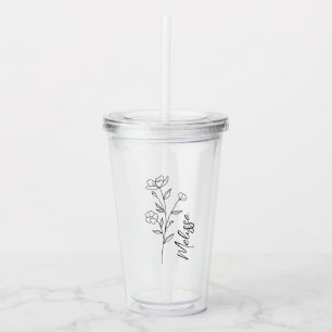 Personalisierter Geburtstagsblumen-Tumbler, Gesche Acryltrinkbecher